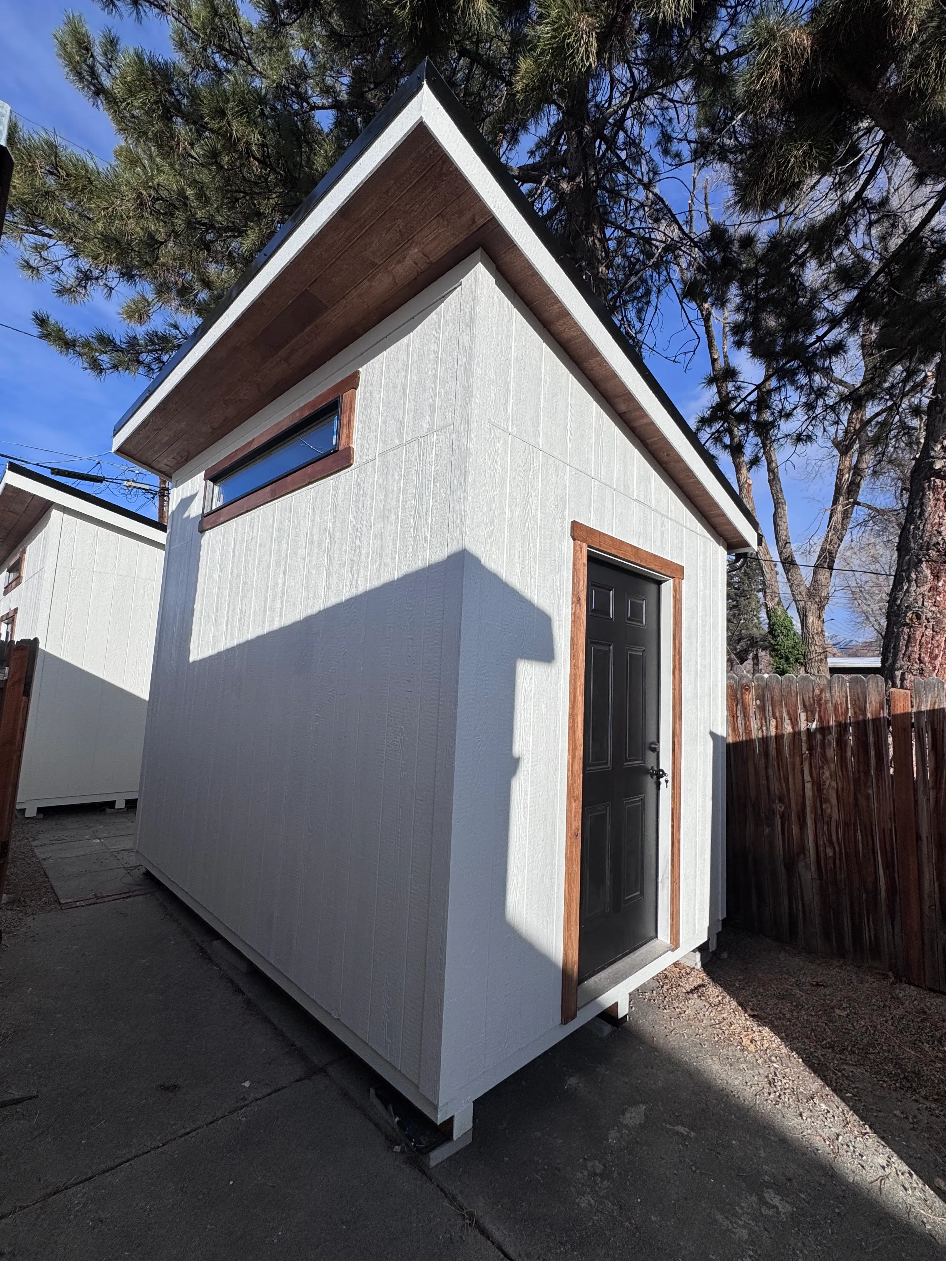White lean-to shed built by ShedPro LLC Utah