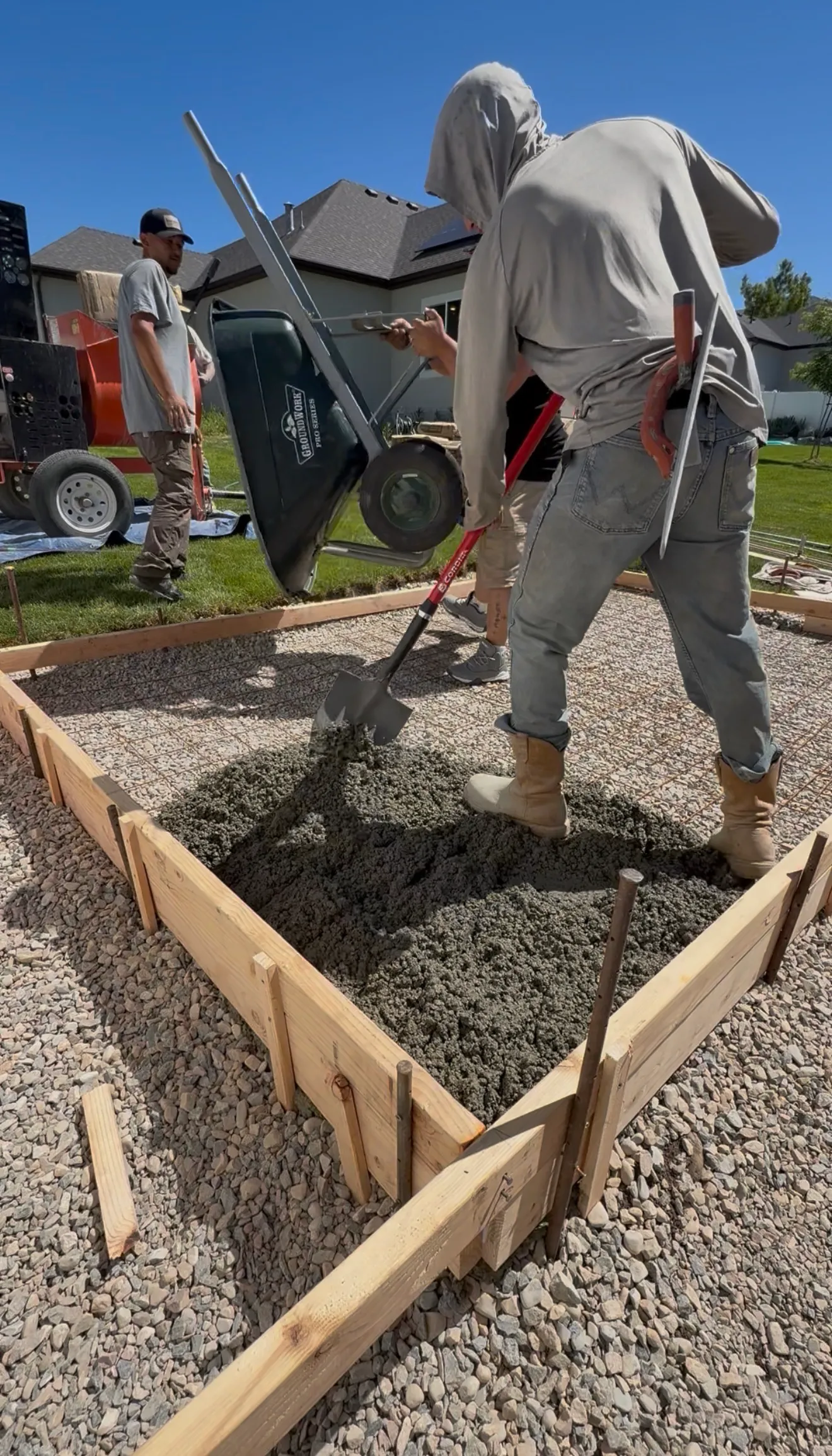ShedPro crew pouring concrete foundation