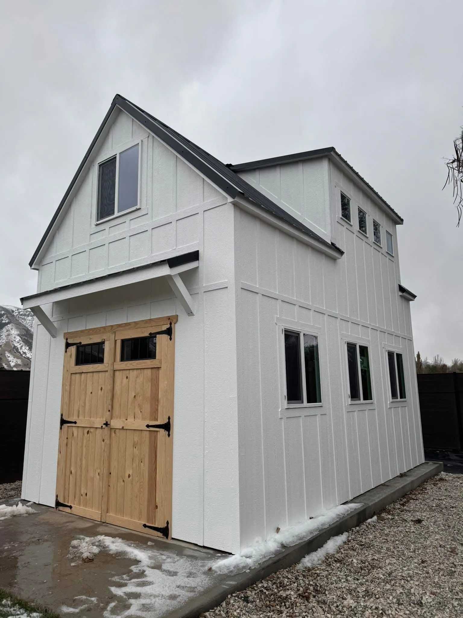 Custom ADU shed with cedar doors Utah