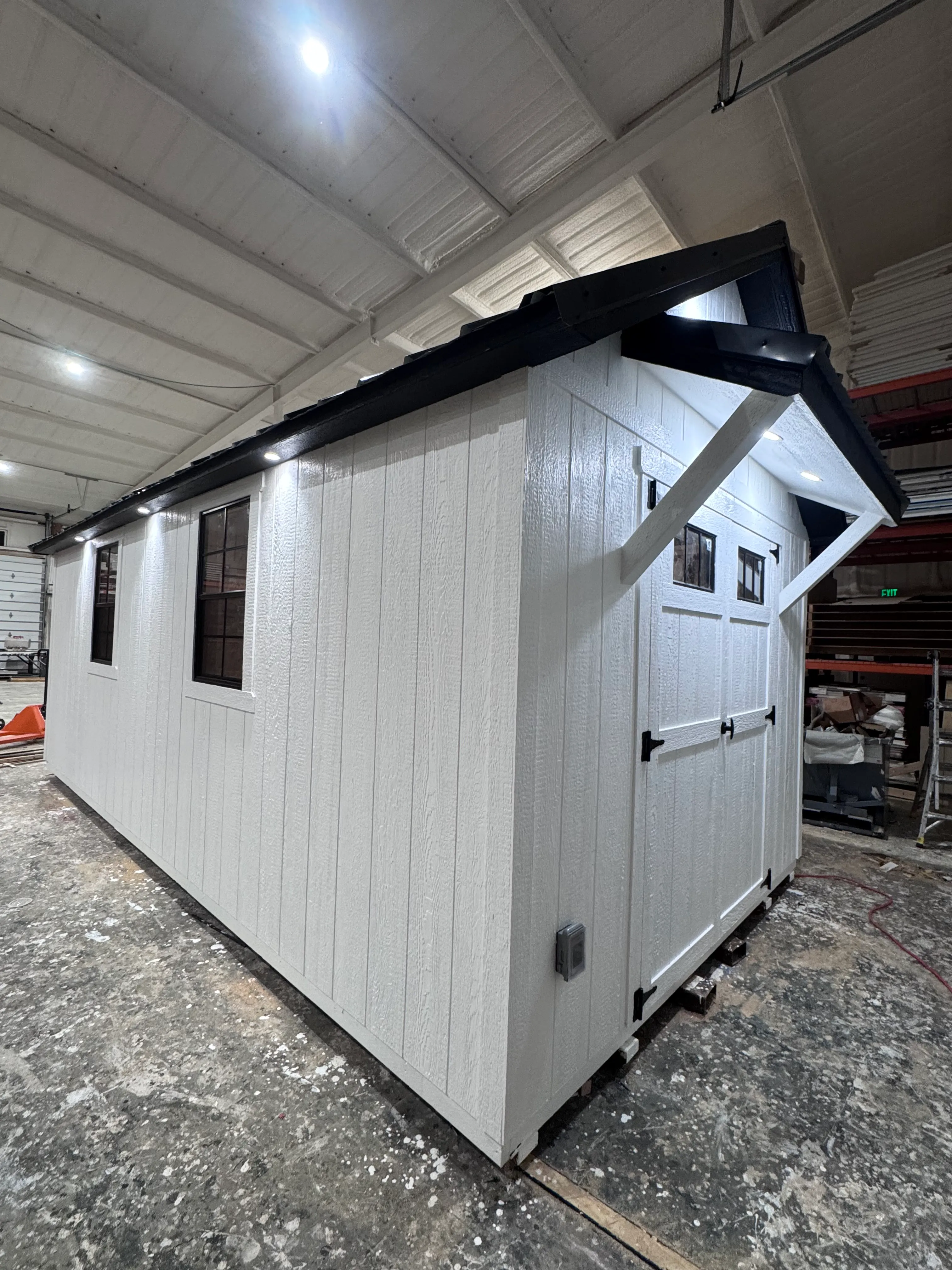 Pre-wired electrical shed with soffit lights by ShedPro LLC